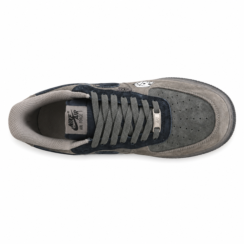 Nike Air Force 1 Low Happy Drip gris suede vista superior