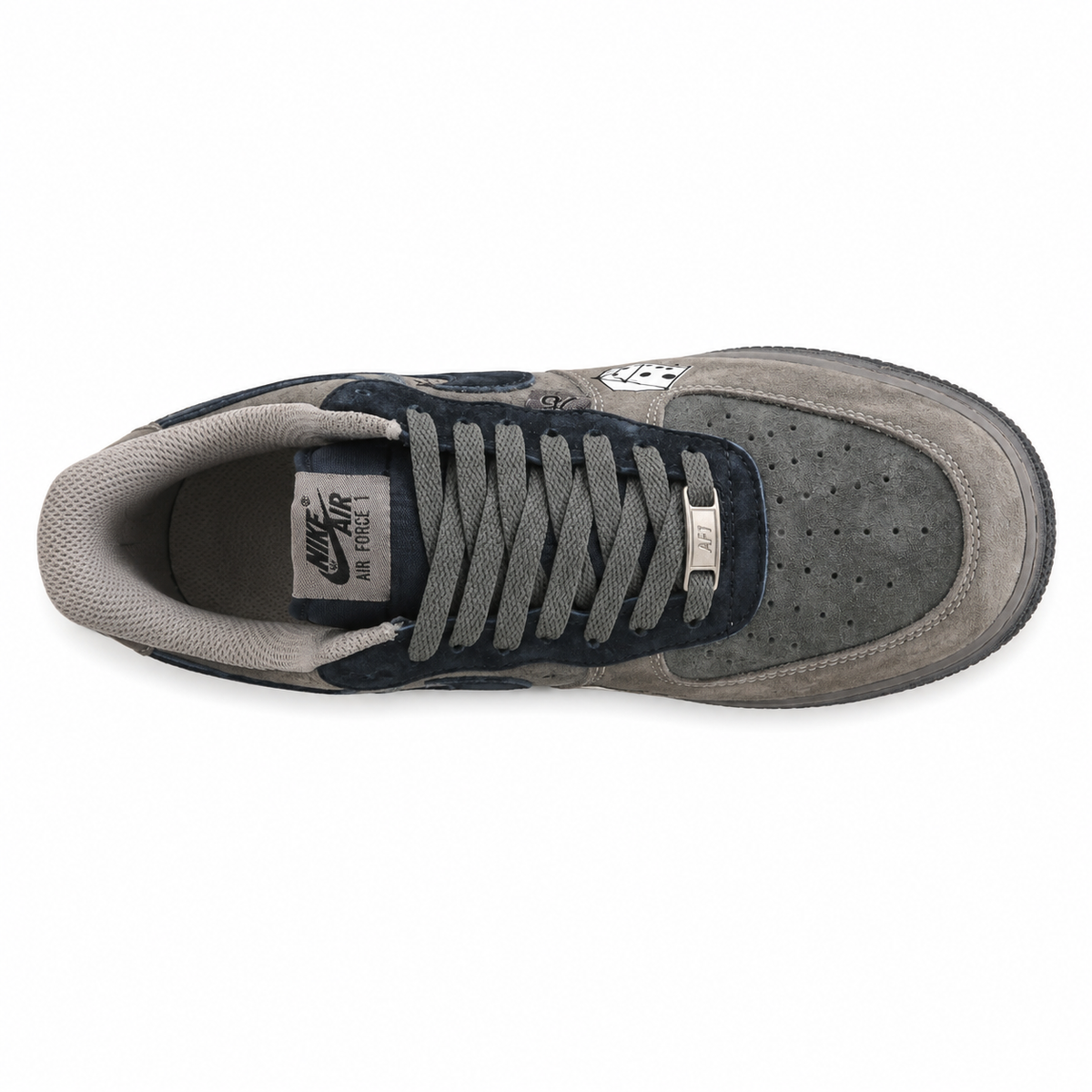 Nike Air Force 1 Low Happy Drip gris suede vista superior