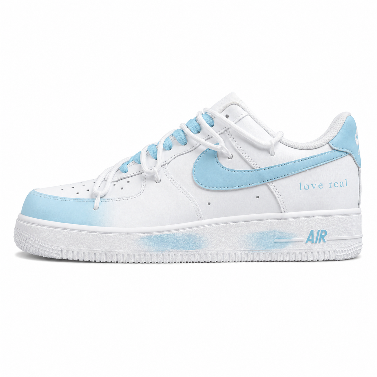Nike Air Force 1 Low Love Real blanco azul cielo lateral izquierda