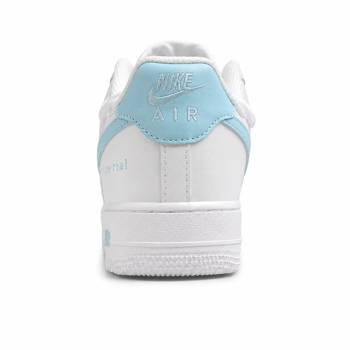 Nike Air Force 1 Low Love Real blanco azul cielo talón detalle Nike Air