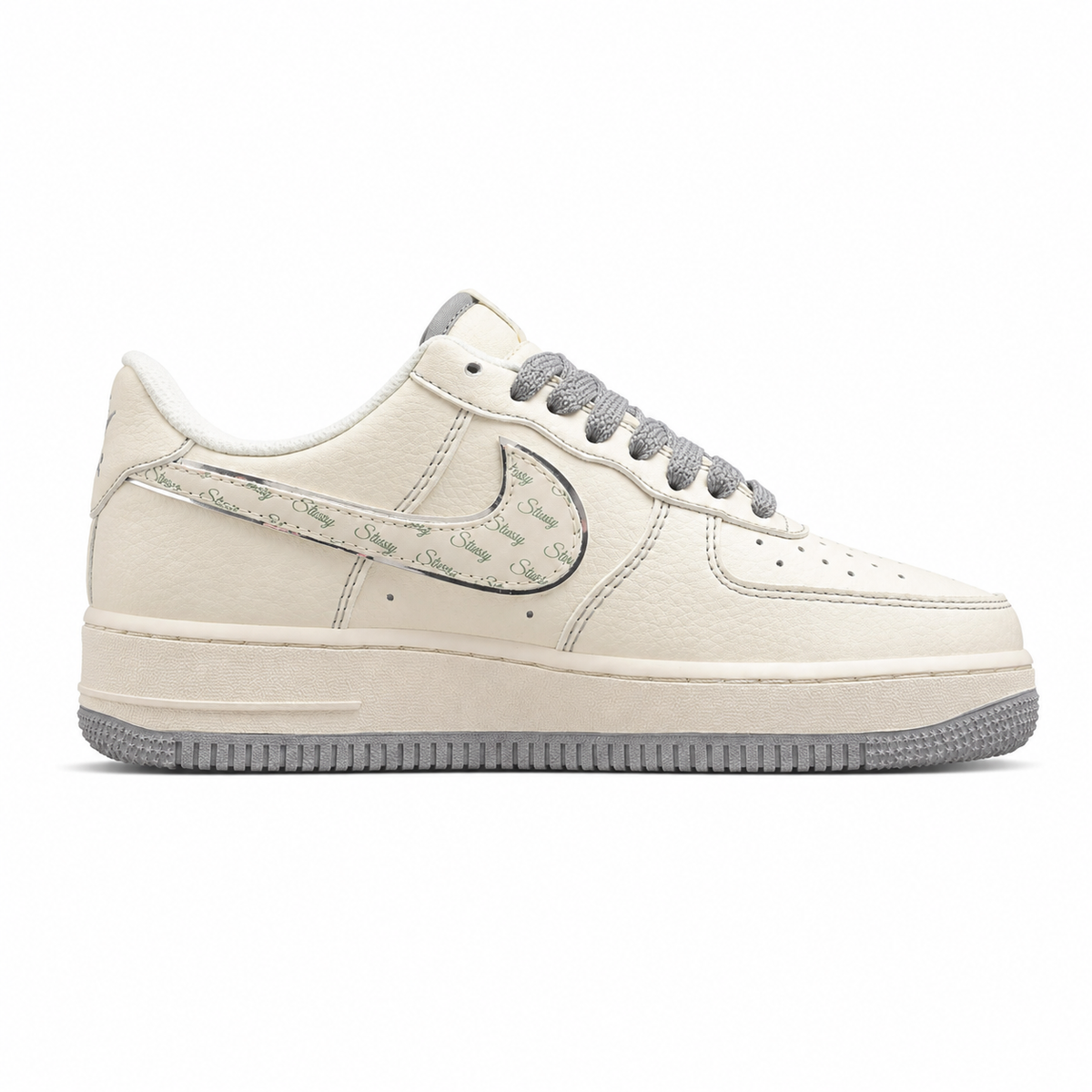 Nike Air Force 1 Low x Stussy beige gris lateral derecha