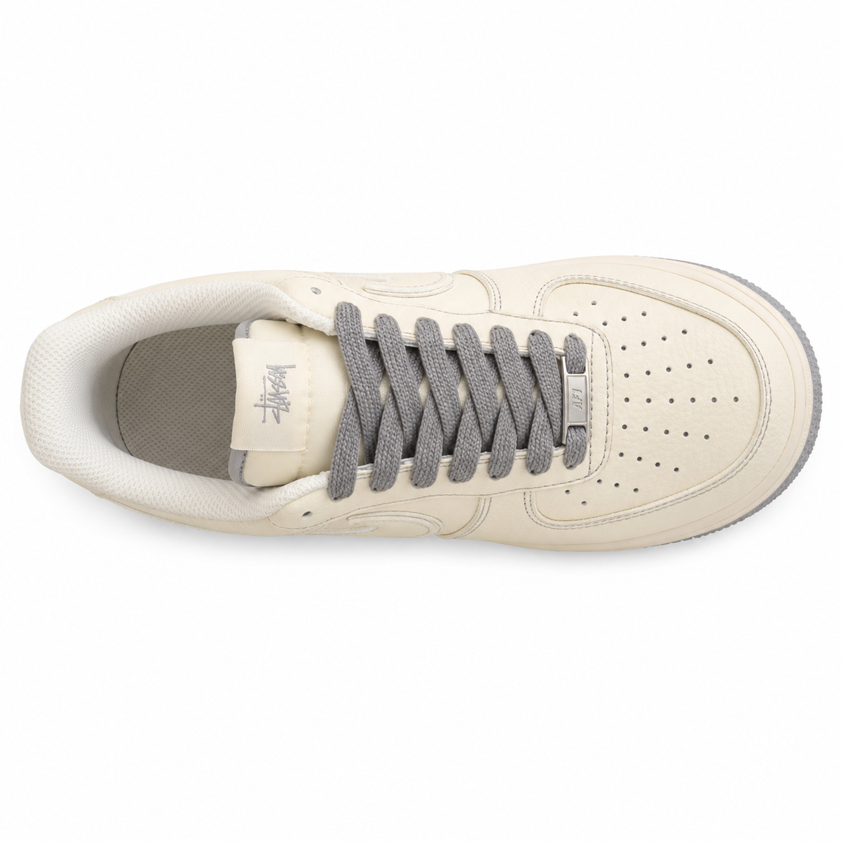 Nike Air Force 1 Low x Stussy beige gris vista superior plantilla