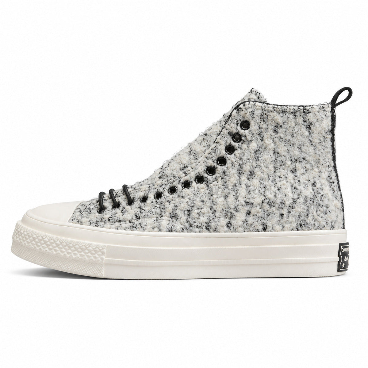 Converse Chuck 70 Hi bouclé blanco negro crudo lateral izquierda