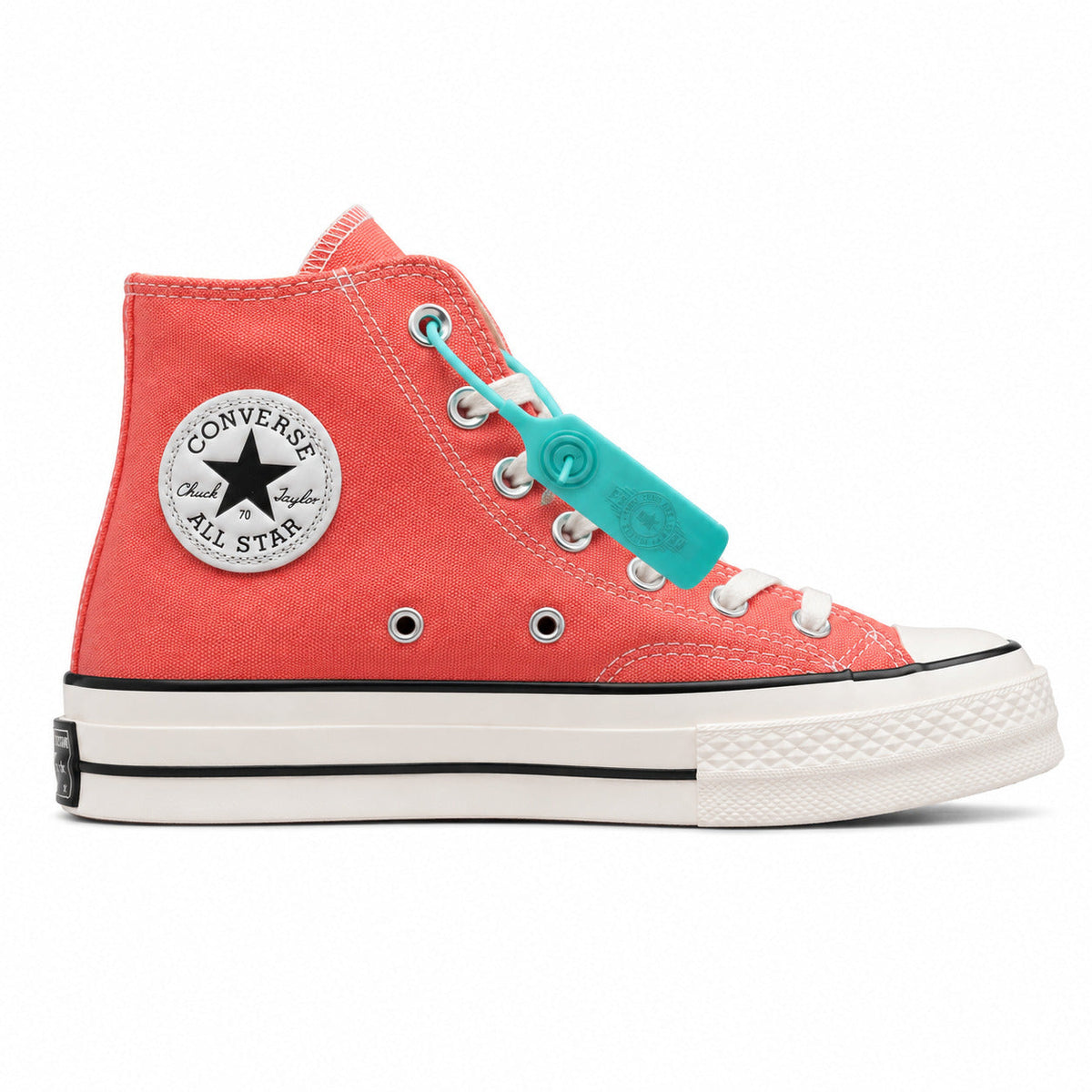 Converse Chuck 70 Hi rosa coral crudo lateral derecha logo