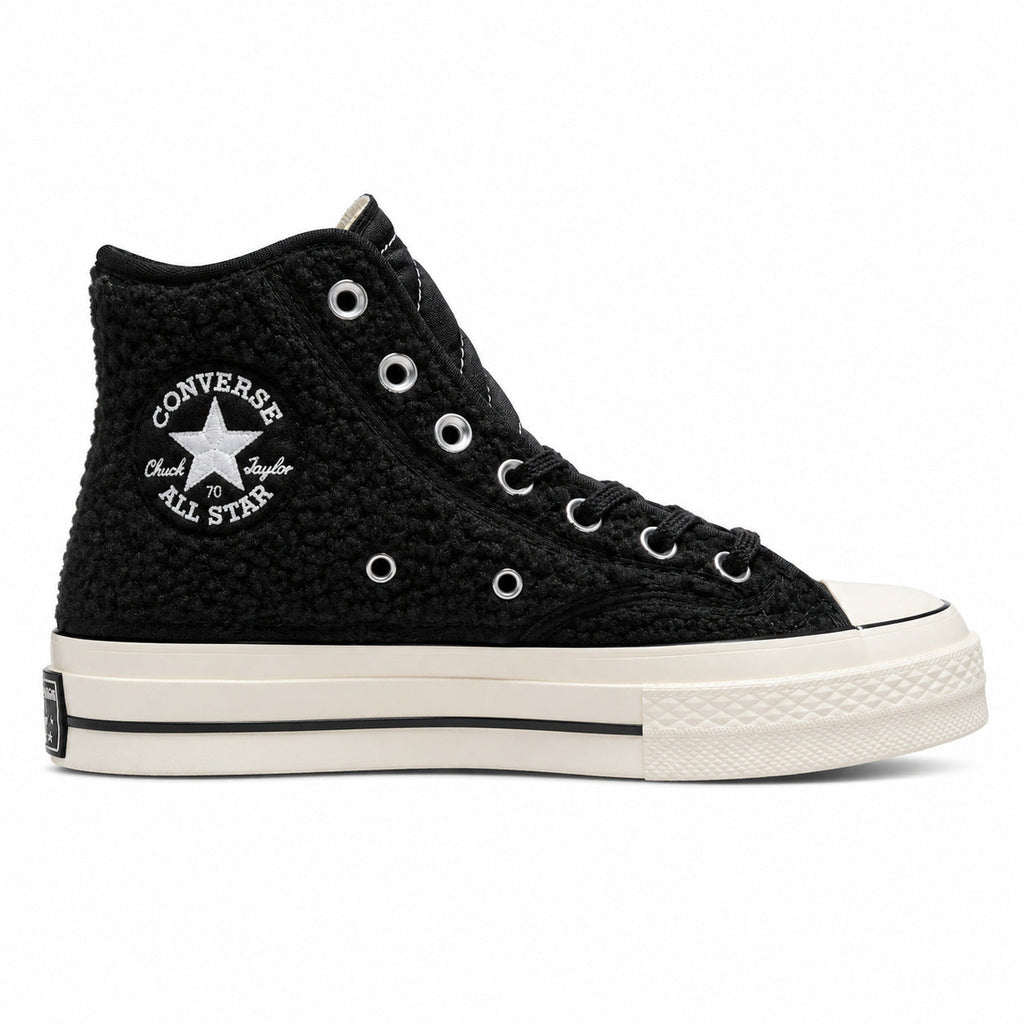 Converse Chuck 70 Hi sherpa negro blanco crudo lateral derecha logo