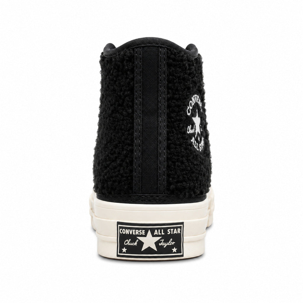 Converse Chuck 70 Hi sherpa negro detalle talón plataforma crudo