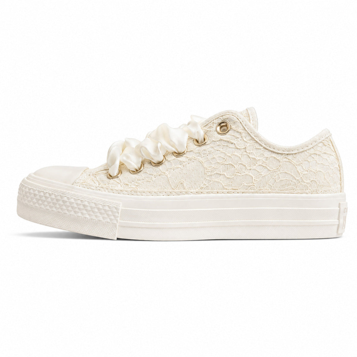 Converse Chuck 70 Low encaje crudo dorado cordones satén lateral izquierda