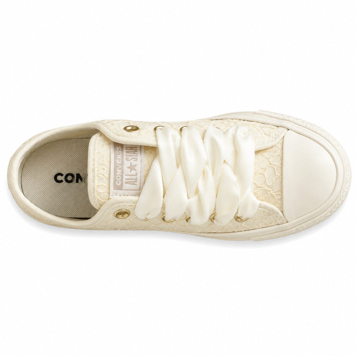 Converse Chuck 70 Low encaje crudo dorado vista superior cordones