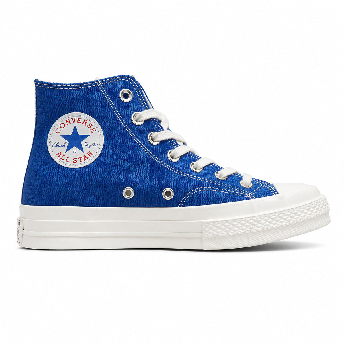 Converse CTAS 70 Hi Platform x Comme des Garçons Play azul negro lateral derecha