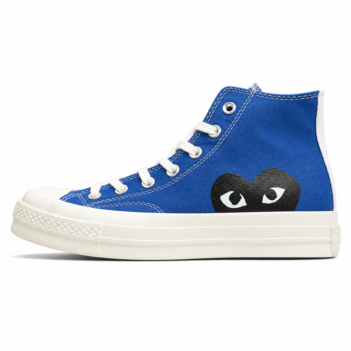Converse CTAS 70 Hi Platform x Comme des Garçons Play azul negro lateral izquierda