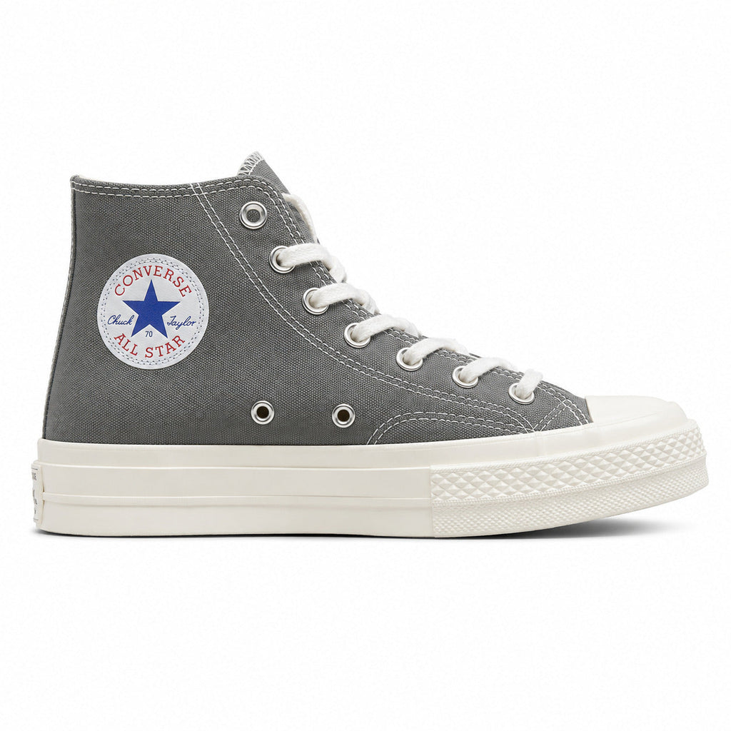 Converse CTAS 70 Hi Platform x Comme des Garçons Play gris negro lateral derecha