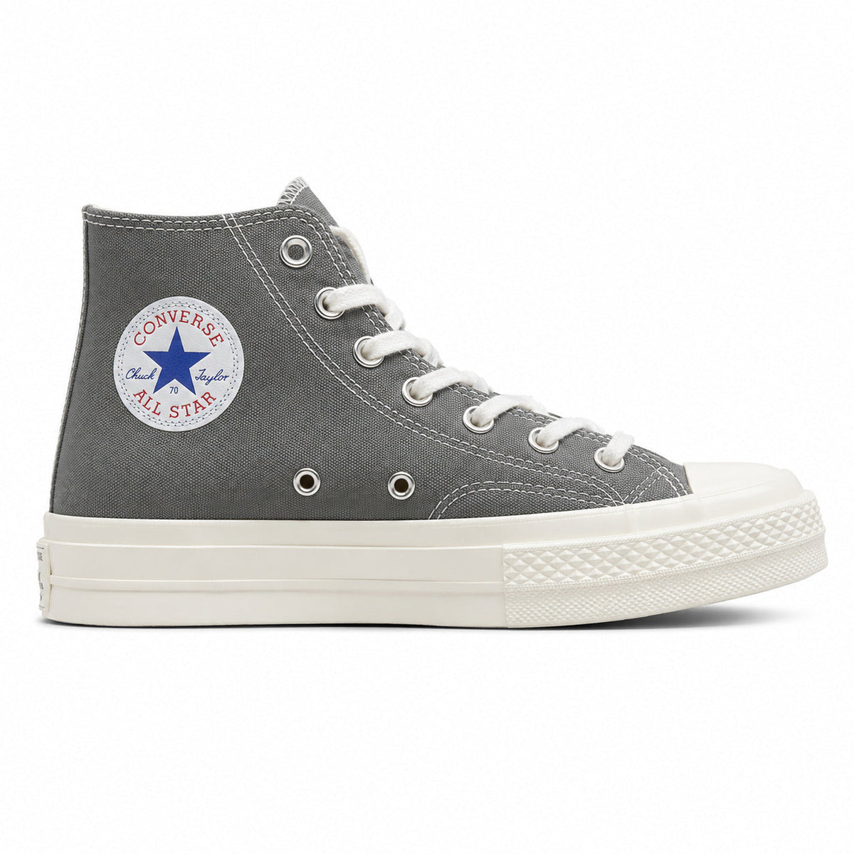 Converse CTAS 70 Hi Platform x Comme des Garçons Play gris negro lateral derecha