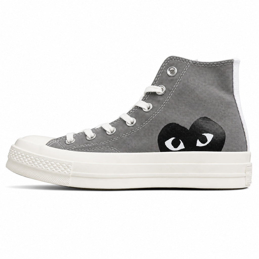 Converse CTAS 70 Hi Platform x Comme des Garçons Play gris negro lateral izquierda