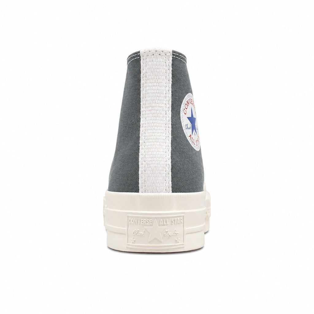 Converse CTAS 70 Hi Platform x Comme des Garçons Play gris negro detalle talón