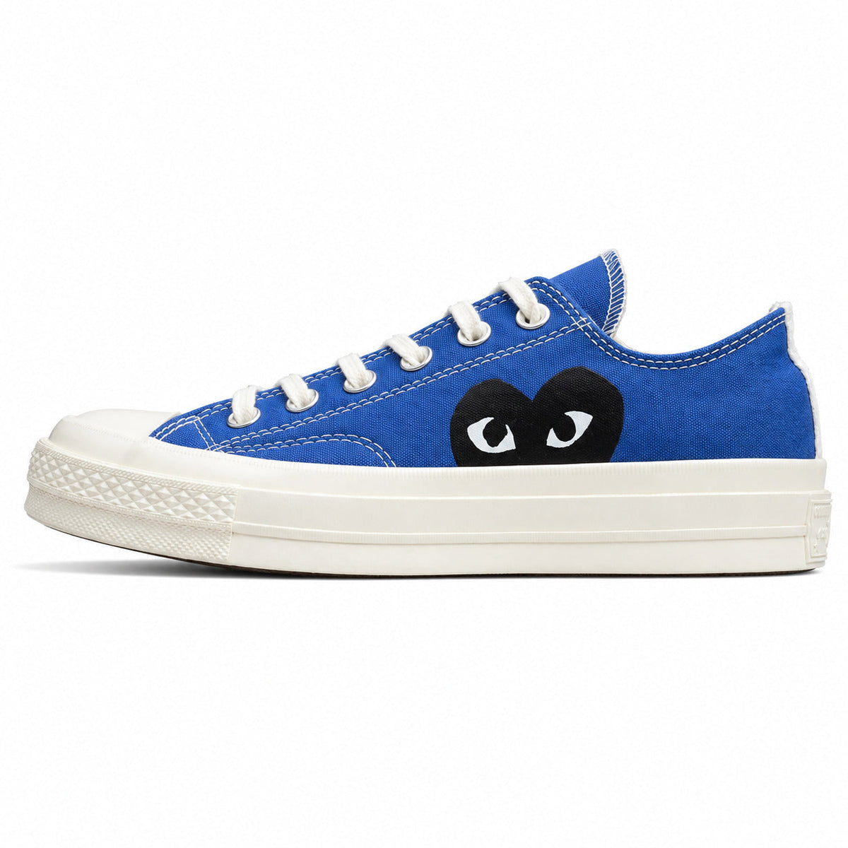 Converse CTAS 70 Low Platform x Comme des Garçons Play azul negro lateral izquierda