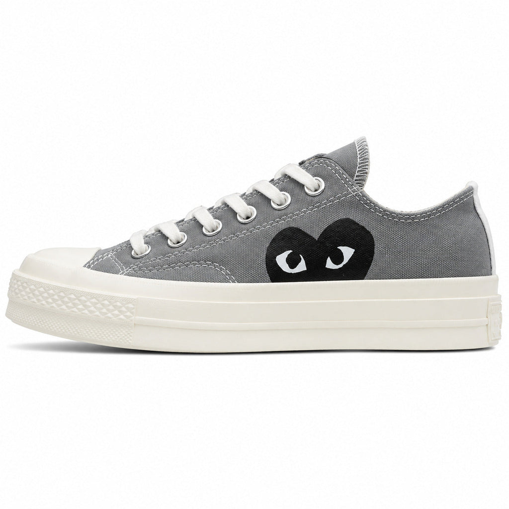 Converse CTAS 70 Low Platform x Comme des Garçons Play gris negro lateral izquierda