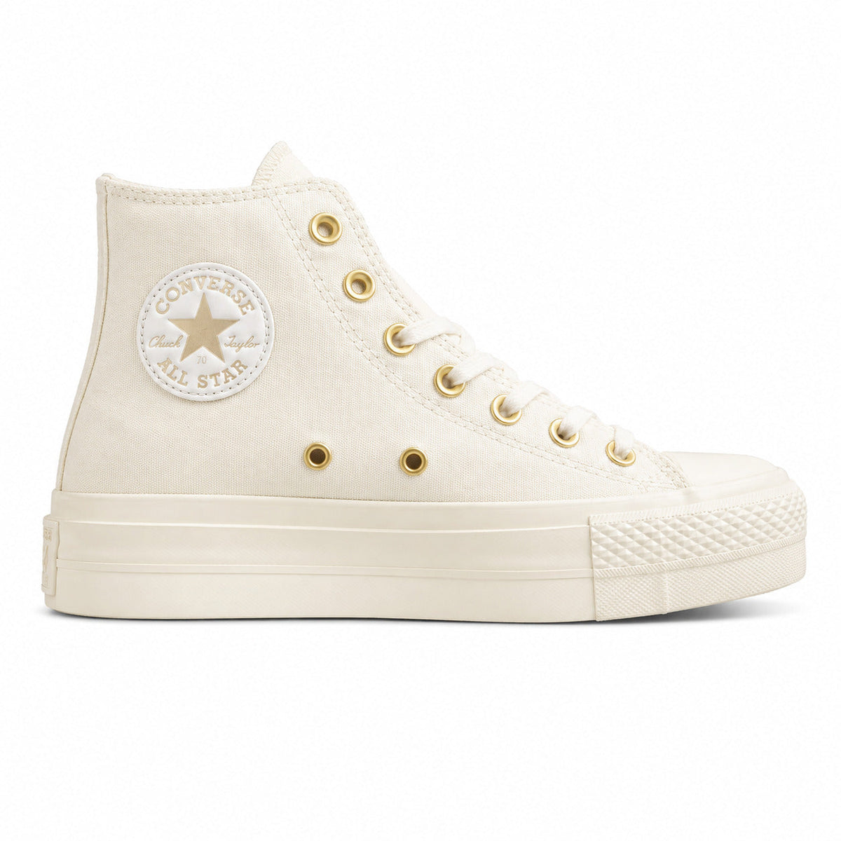 Converse CTAS Platform Hi crema dorado lateral derecha
