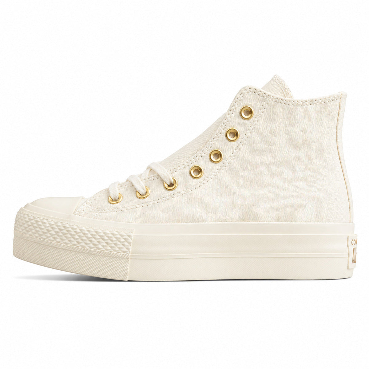 Converse CTAS Platform Hi crema dorado lateral izquierda