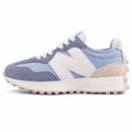 New Balance 327 azul claro y gris ante y nylon, lateral exterior
