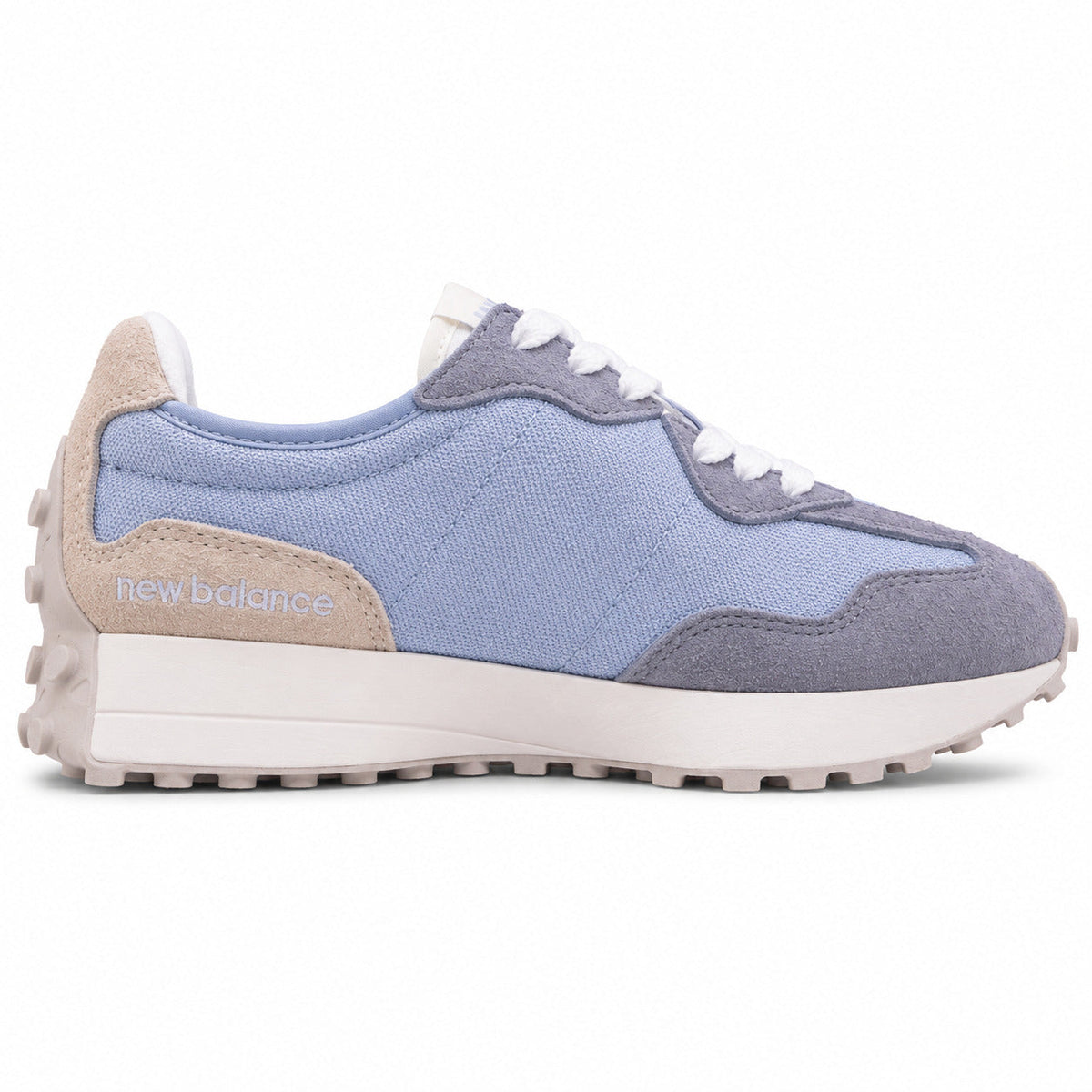 New Balance 327 azul claro y gris ante y nylon, lateral interior