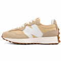 New Balance 327 beige y blanco ante y nylon, lateral exterior