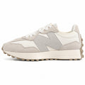 New Balance 327 crema y gris ante y nylon, lateral exterior