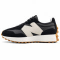 New Balance 327 negro y crema ante y nylon, lateral exterior