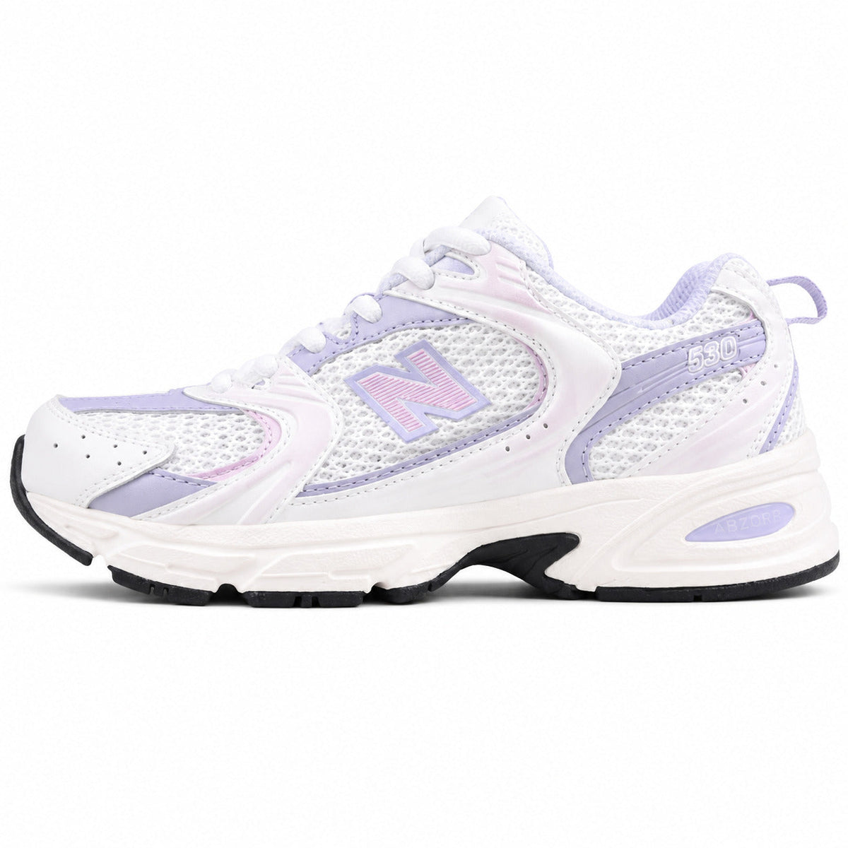 New Balance 530 blanco lila vista lateral izquierda