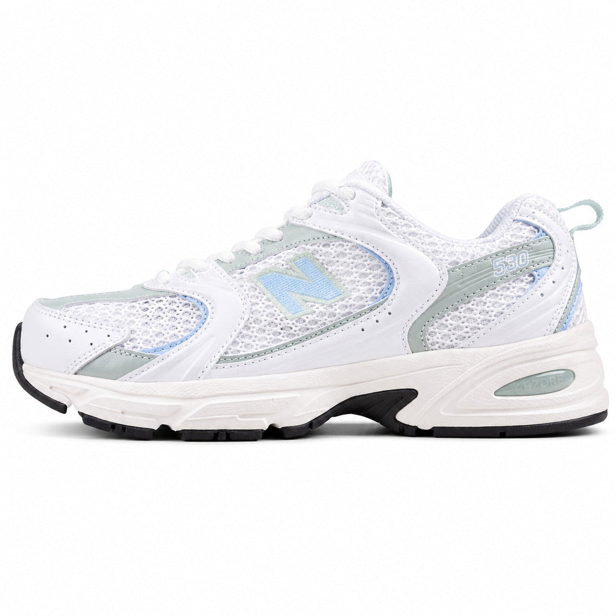 New Balance 530 blanco mint vista lateral izquierda