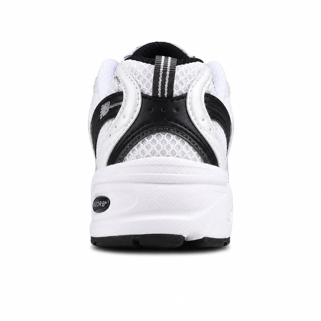 New Balance 530 blanco negro plata detalle talón ABZORB