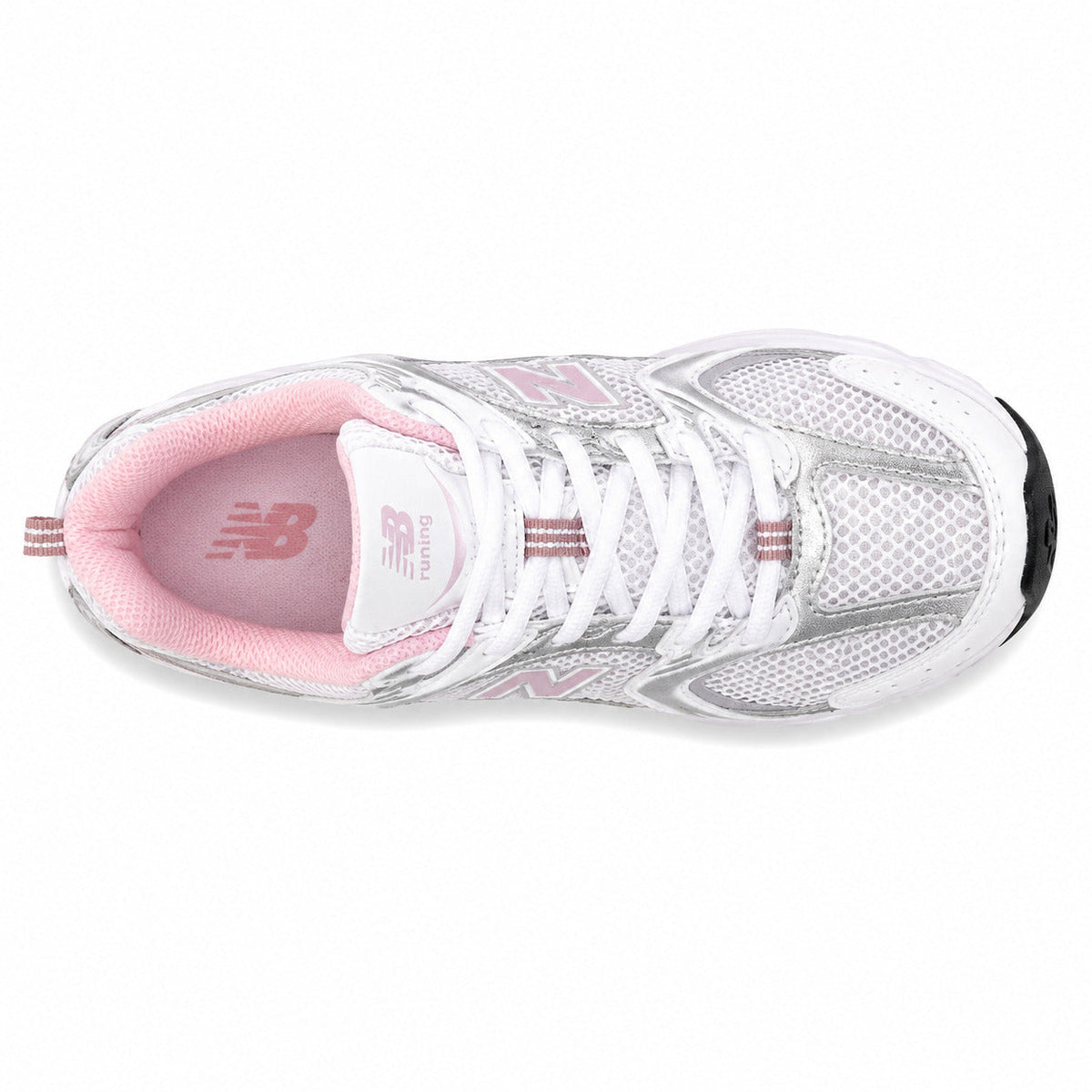 New Balance 530 blanco plata rosa vista superior plantilla