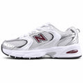 New Balance 530 plata burdeos metalizado vista lateral izquierda