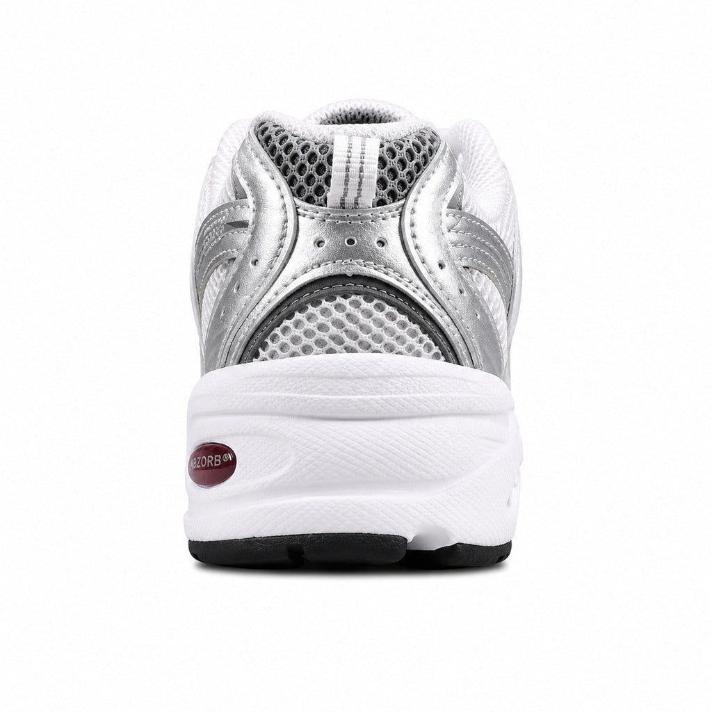 New Balance 530 plata burdeos detalle talón ABZORB burdeos