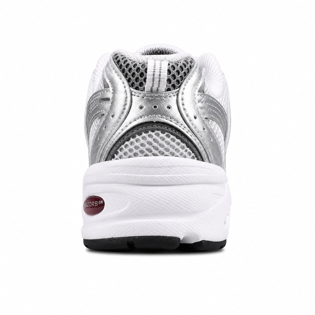 New Balance 530 plata burdeos detalle talón ABZORB burdeos