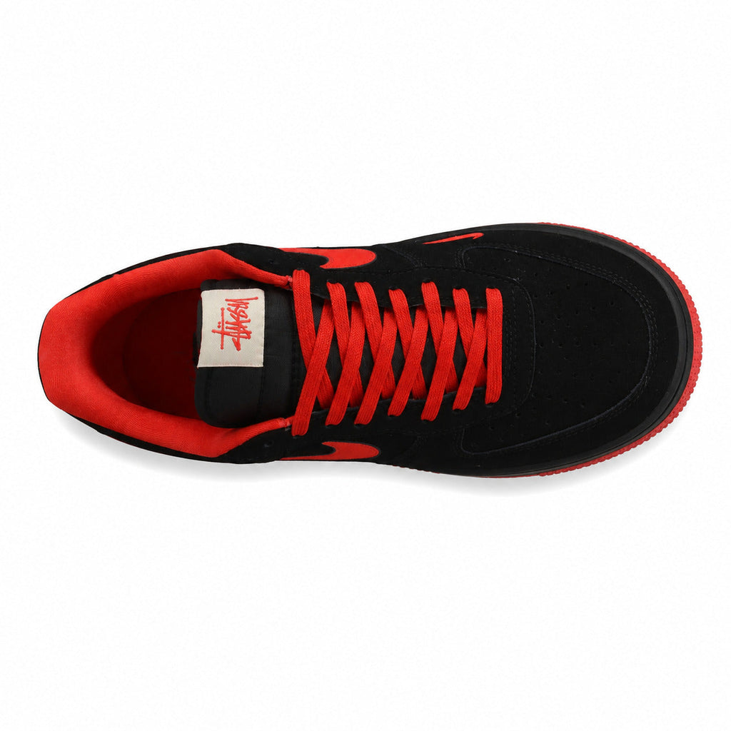 Nike Air Force 1 Low x Stussy negro rojo vista superior lengüeta