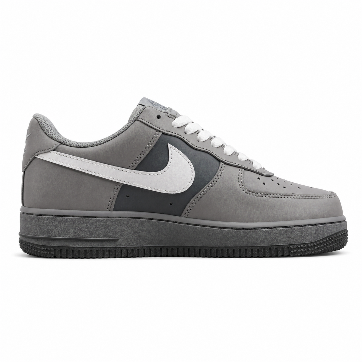 Nike Air Force 1 07 gris oscuro blanco lateral derecha