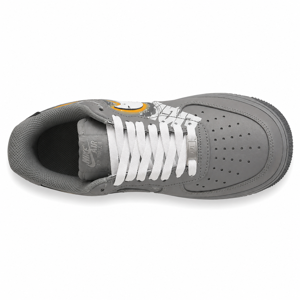 Nike Air Force 1 07 gris oscuro blanco vista superior