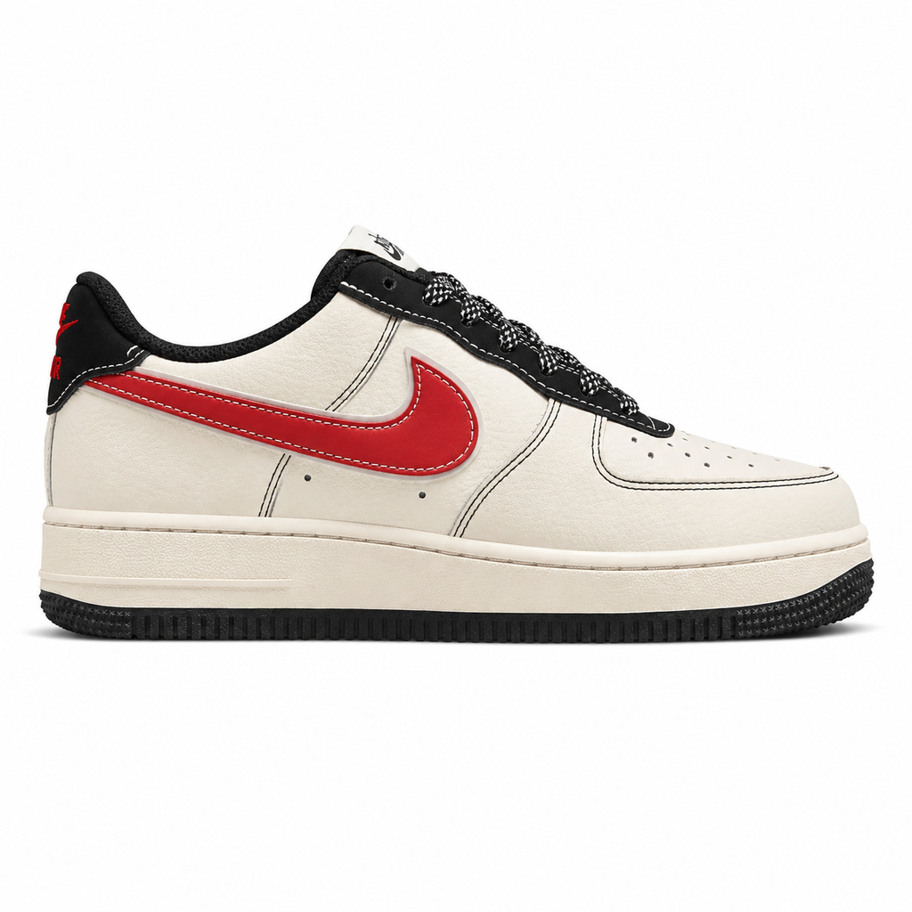 Nike Air Force 1 07 x Stussy beige rojo negro lateral derecha