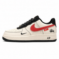 Nike Air Force 1 07 x Stussy beige rojo negro lateral izquierda