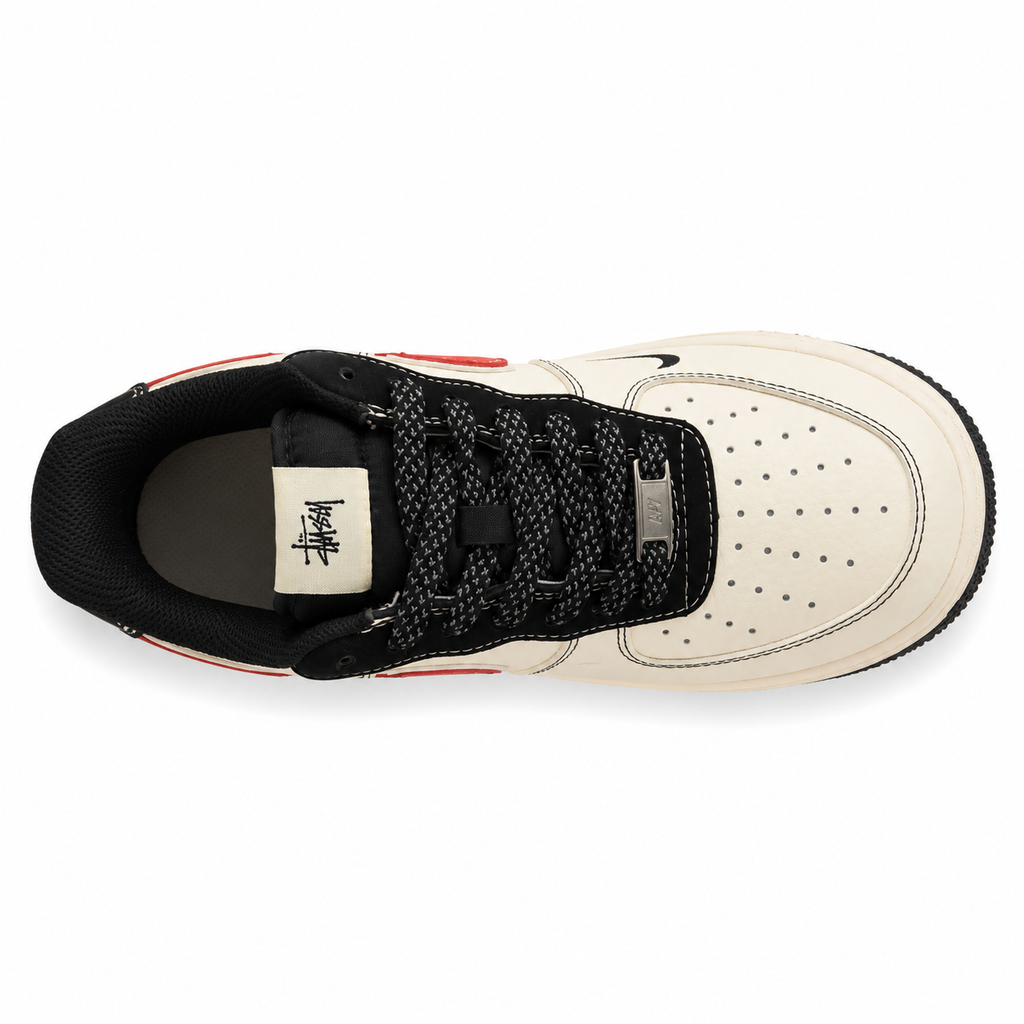 Nike Air Force 1 07 x Stussy beige rojo negro vista superior