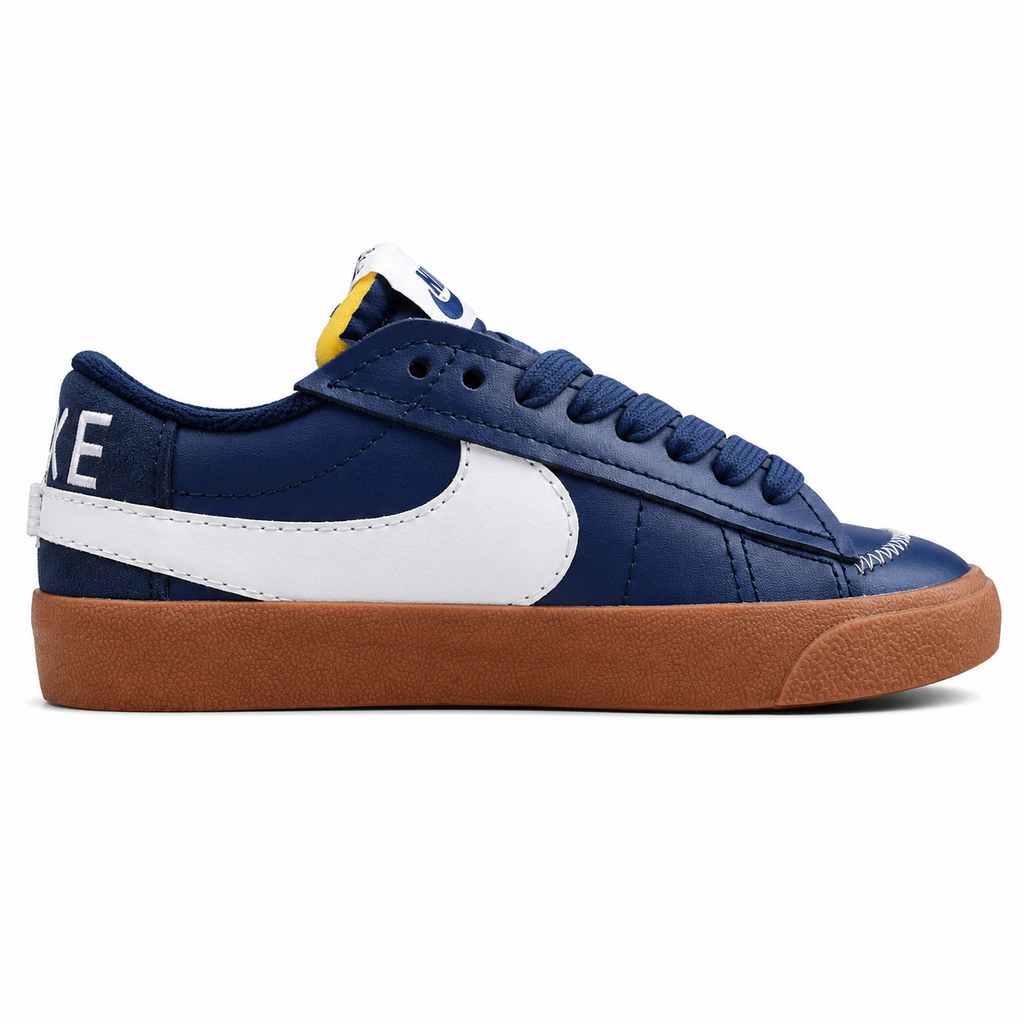 Nike Blazer Low 77 azul marino blanco gum lateral izquierda detalle