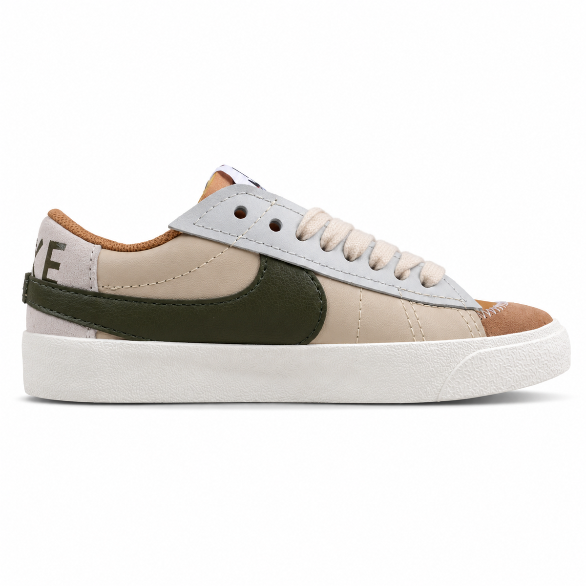 Nike Blazer Low 77 beige verde oliva lateral izquierda detalle
