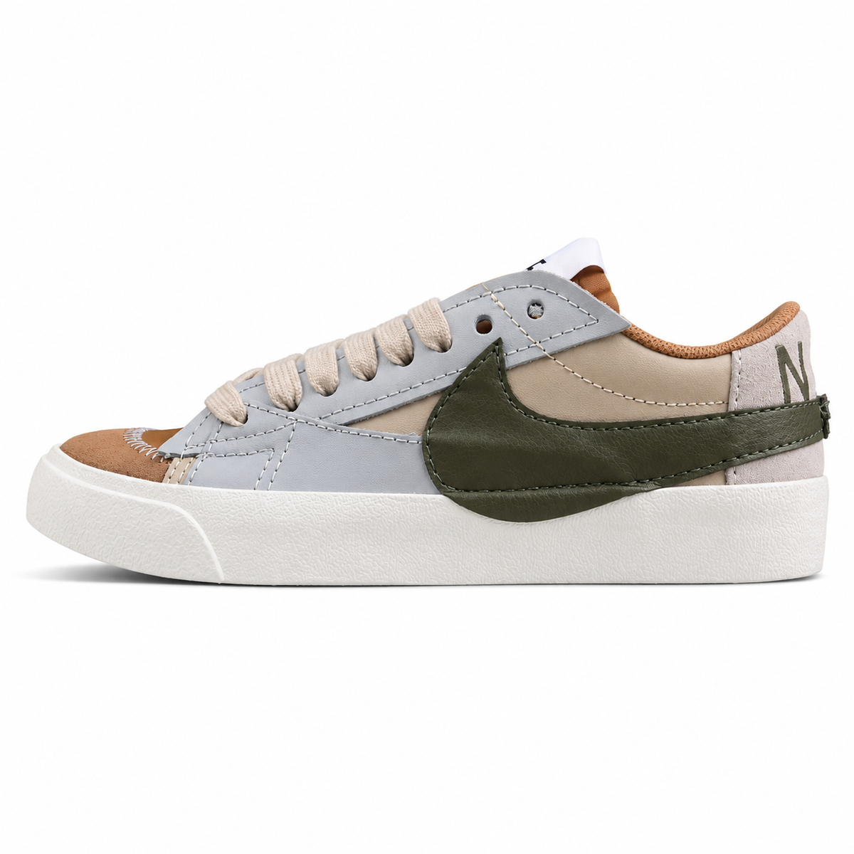 Nike Blazer Low 77 beige verde oliva lateral izquierda