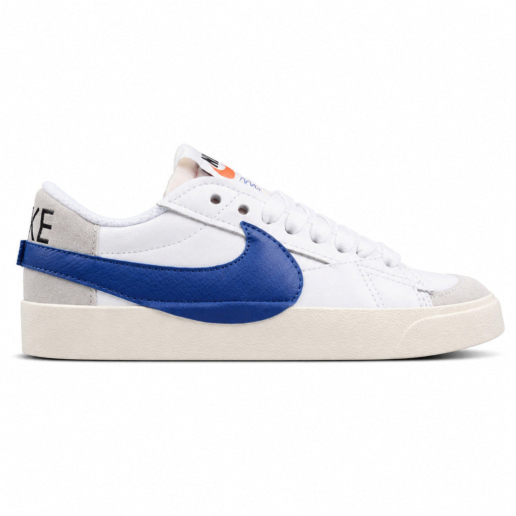 Nike Blazer Low 77 blanco azul lateral izquierda detalle
