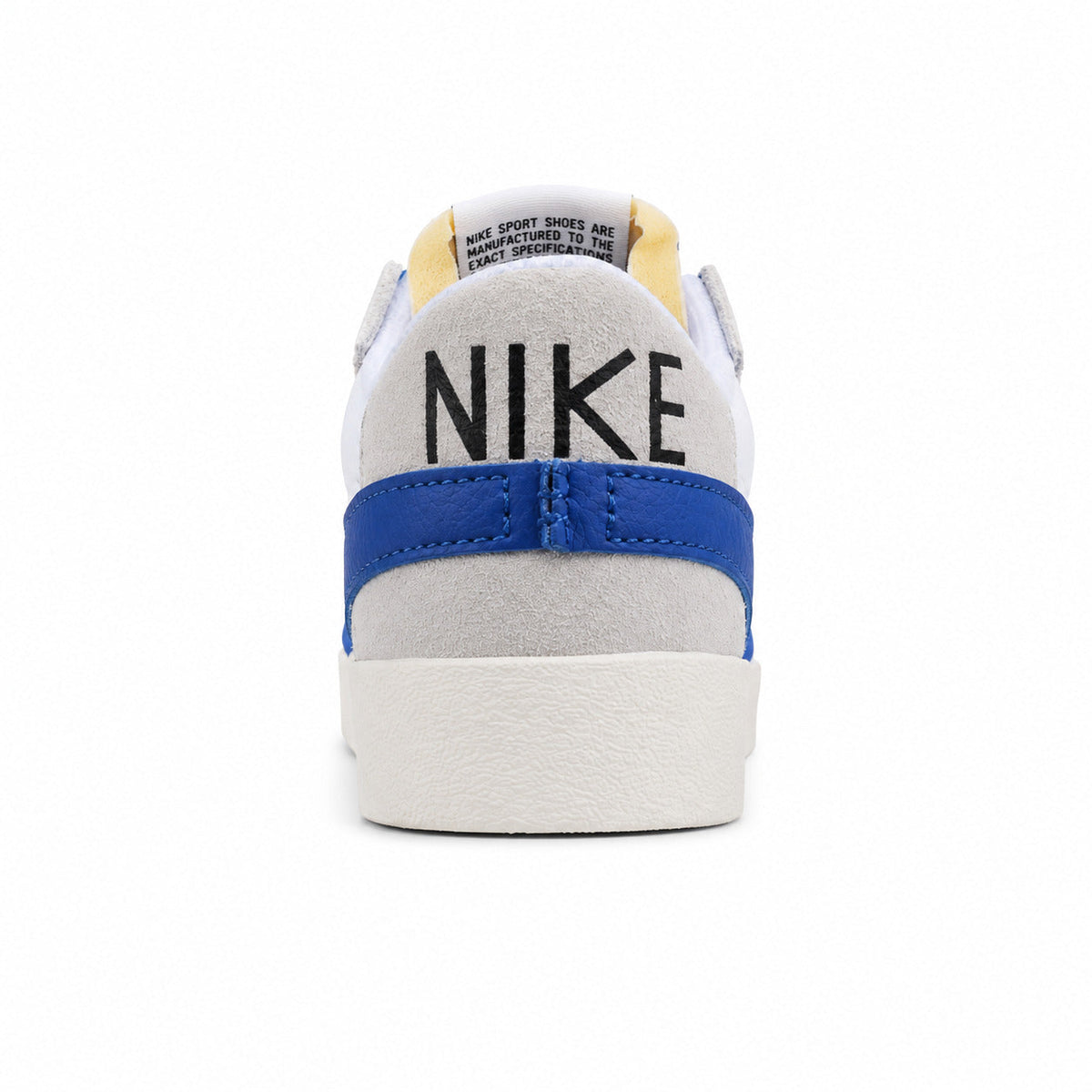 Nike Blazer Low 77 blanco azul vista trasera
