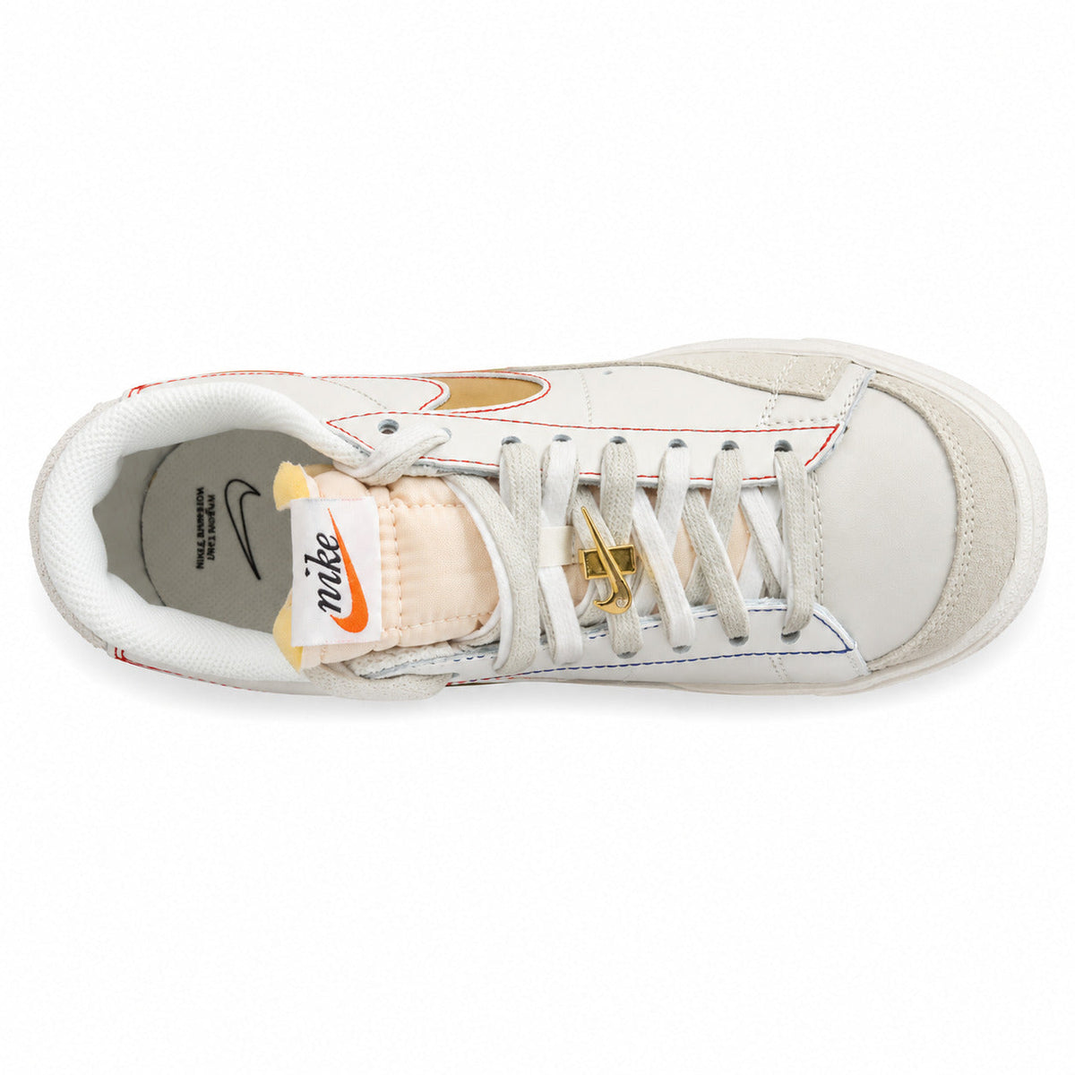 Nike Blazer Low 77 blanco dorado rojo vista superior