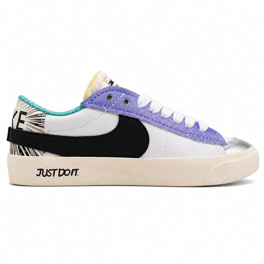 Nike Blazer Low 77 blanco multicolor lateral izquierda detalle