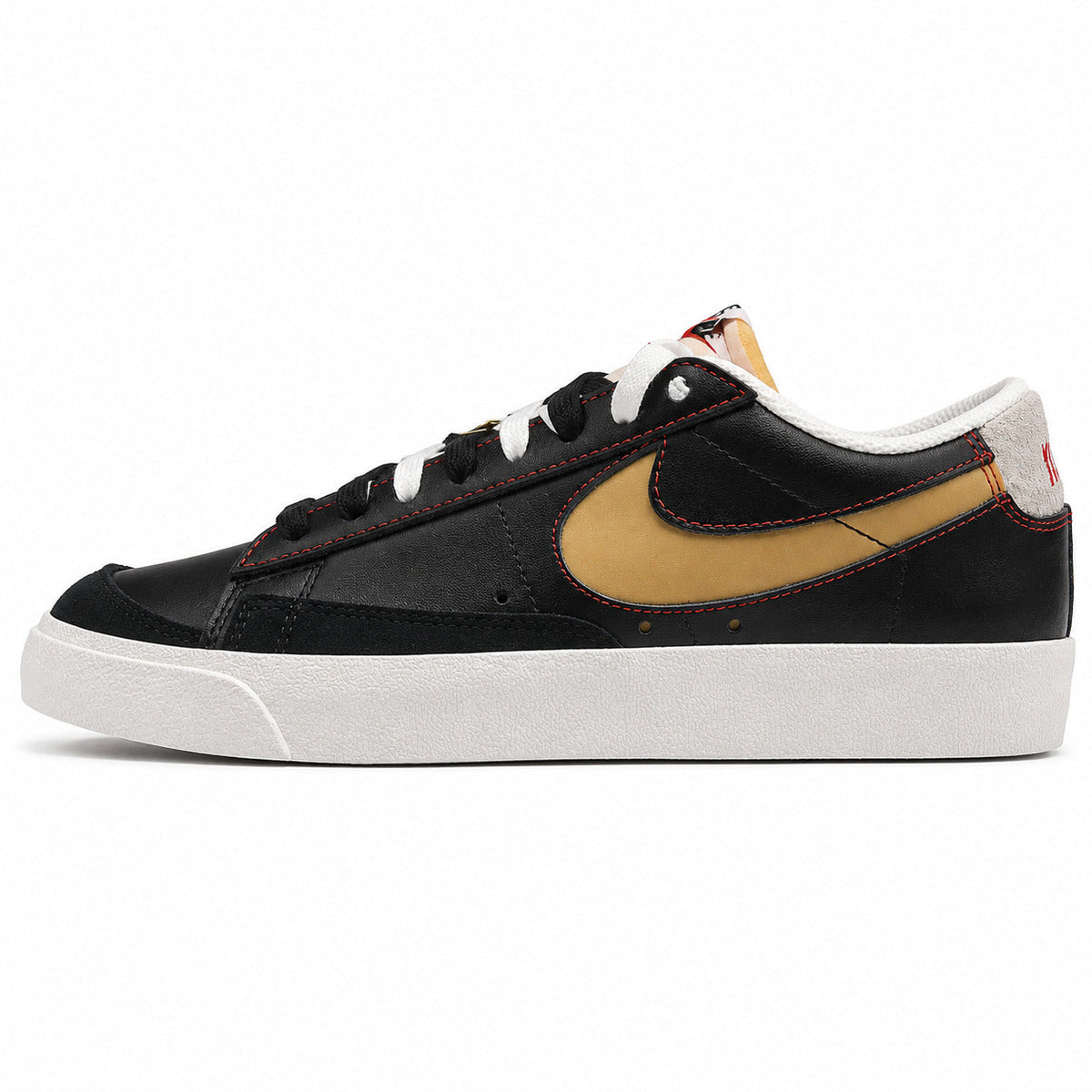Nike Blazer Low 77 PRM Swoosh 50th negro beige dorado lateral izquierda