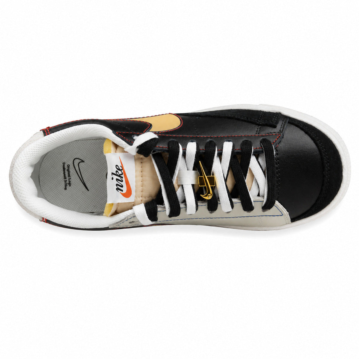 Nike Blazer Low 77 PRM Swoosh 50th negro beige vista superior cordones