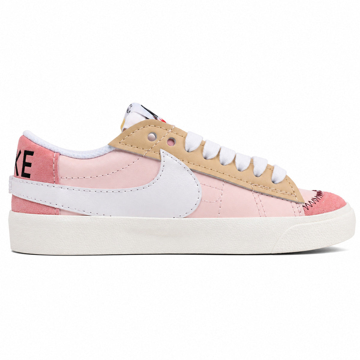 Nike Blazer Low 77 rosa beige blanco perfil lateral izquierdo
